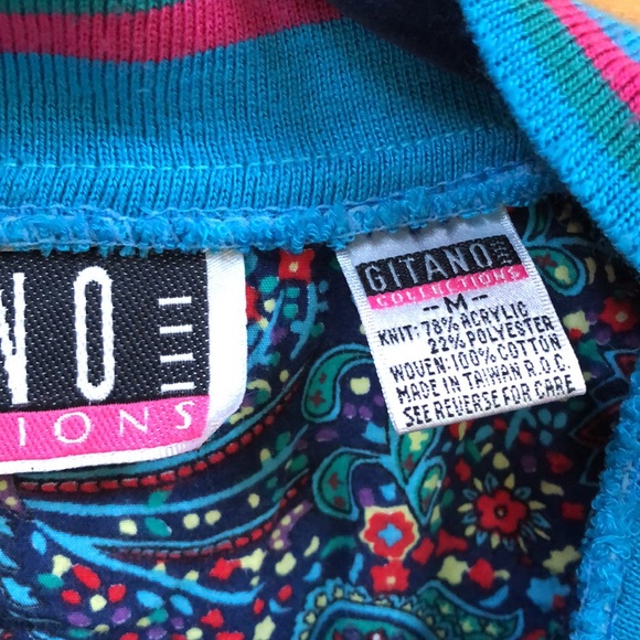 Vintage Gitano Quilted Button Down Cardigan Floral Liner Stripe Cuff Medium M - Picture 9 of 10